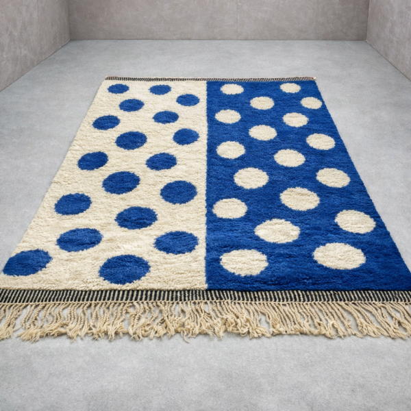Alternative view of Beni Mrirt Rug – Premium Royal Blue white dotted Berber Rug
