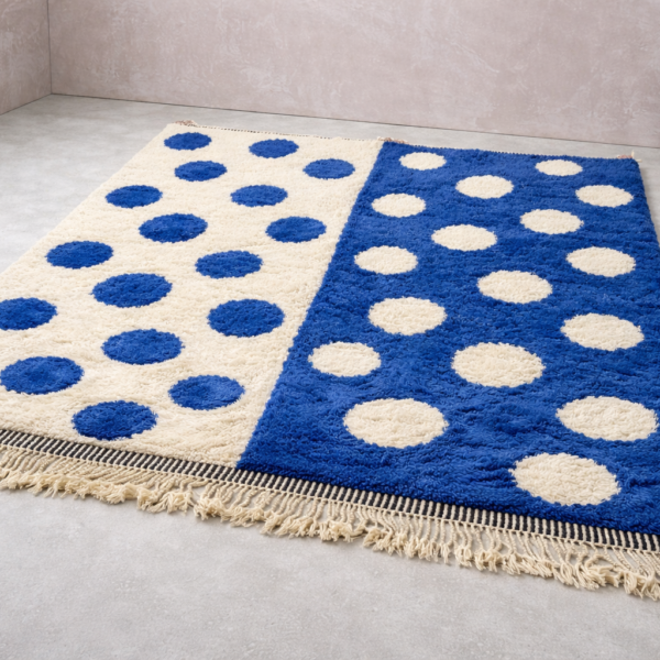 Beni Mrirt Rug – Premium Royal Blue white dotted Berber Rug - Image 4