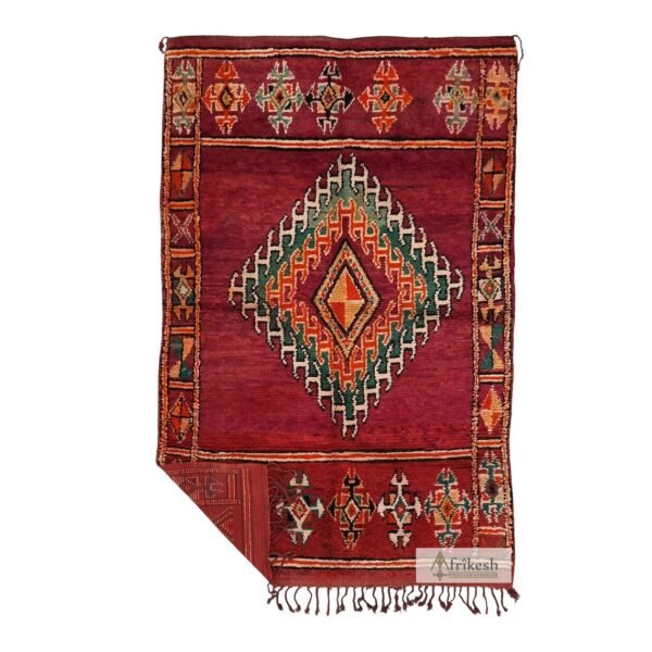 SILIS Maroon Rug – Moroccan Vintage Geometric Carpet 6×9