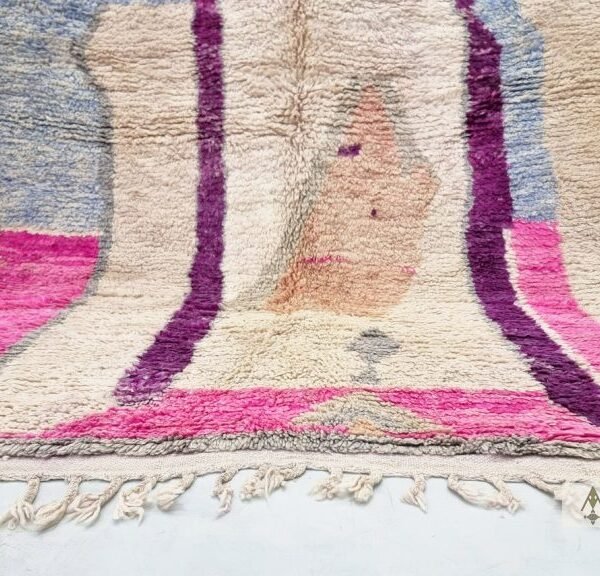 ROUH Pink & Cream Rug – Wool Boujaad Abstract Rug 5×8 - Image 3
