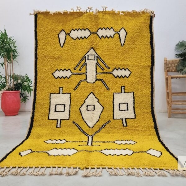 Alternative view of MAYADA - Beni Ourain Custom Rug – Yellow & White Moroccan Wool Abstract Rug