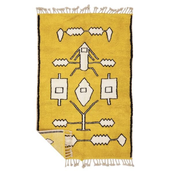 MAYADA - Beni Ourain Custom Rug – Yellow & White Moroccan Wool Abstract Rug