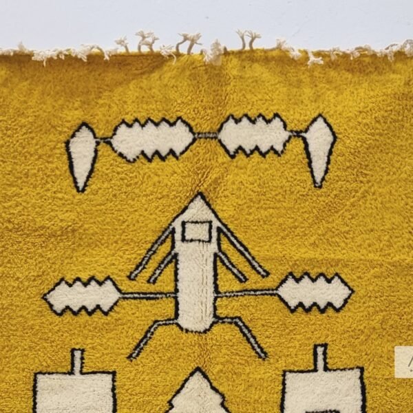 MAYADA - Beni Ourain Custom Rug – Yellow & White Moroccan Wool Abstract Rug - Image 3