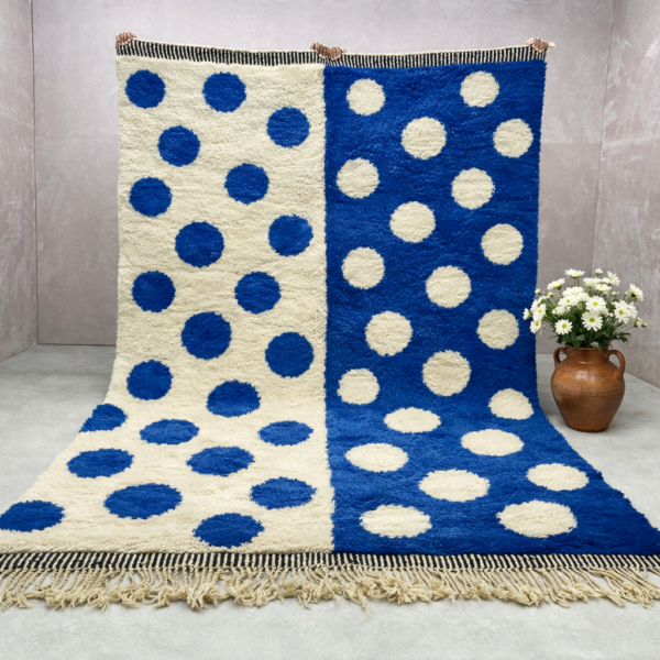Beni Mrirt Rug – Premium Royal Blue white dotted Berber Rug