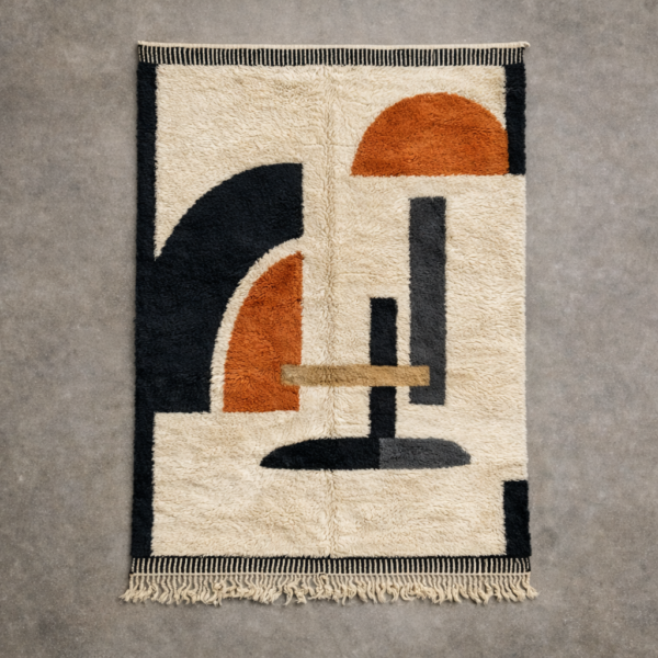 Alternative view of Beni Mrirt Rug – Premium Geometric Ivory Orange and Black Multicolor carpet