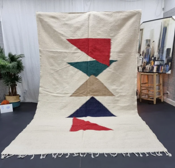 ALIA Ivory, Red And Green – Zanafi Kilim Rug 6×10 - Image 3