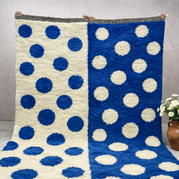 Beni Mrirt Rug – Premium Royal Blue white dotted Berber Rug - Image 5