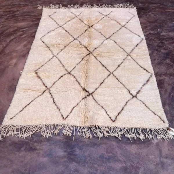 Alternative view of Beni Mrirt Rug – Premium Diamond Ivory and Brown Shag carpet