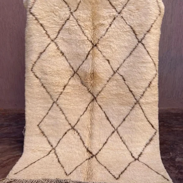 Beni Mrirt Rug – Premium Diamond Ivory and Brown Shag carpet - Image 4