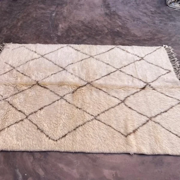 Beni Mrirt Rug – Premium Diamond Ivory and Brown Shag carpet - Image 3