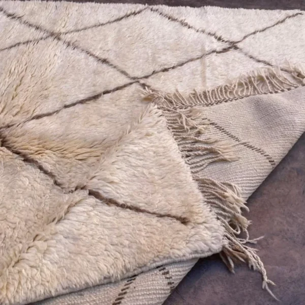 Beni Mrirt Rug – Premium Diamond Ivory and Brown Shag carpet - Image 6