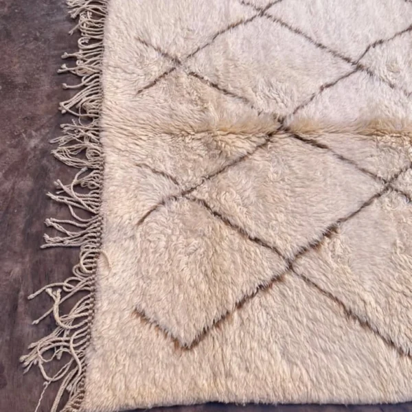 Beni Mrirt Rug – Premium Diamond Ivory and Brown Shag carpet - Image 5
