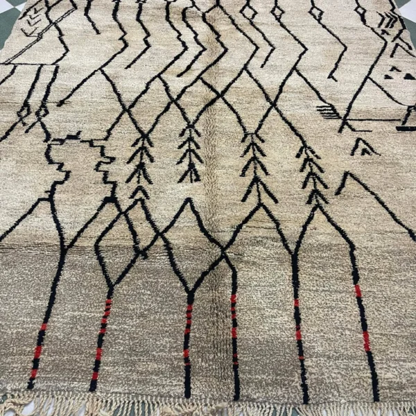 Alternative view of Beni Mrirt Rug – Premium Geometric Ivory Taupe and Black Multicolor rug