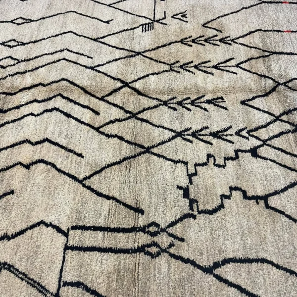 Beni Mrirt Rug – Premium Geometric Ivory Taupe and Black Multicolor rug - Image 9