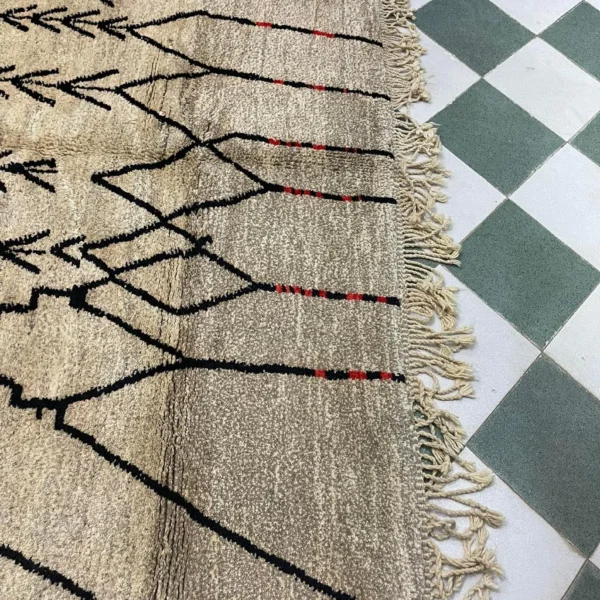 Beni Mrirt Rug – Premium Geometric Ivory Taupe and Black Multicolor rug - Image 8