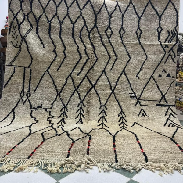Beni Mrirt Rug – Premium Geometric Ivory Taupe and Black Multicolor rug - Image 6