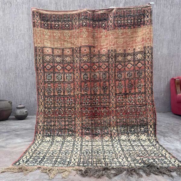 Vintage Style Beni mguild Rug – 5.5x8 ft Tribal Geometric colorful Abstract Carpet