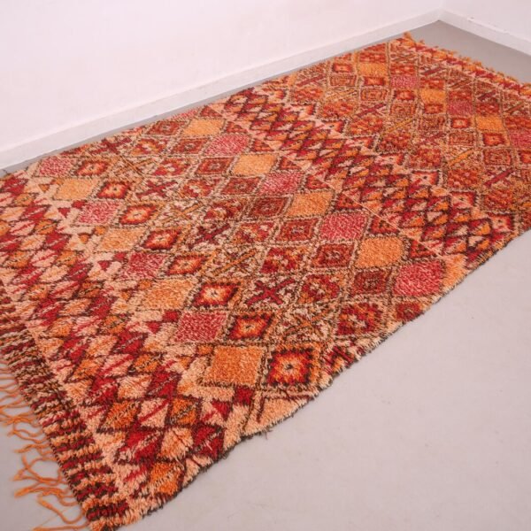 Vintage Style Beni mguild Rug – 6.6x12.8 ft Tribal Geometric Terracotta Orange Red Carpet - Image 6