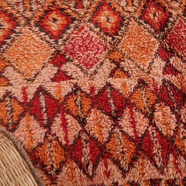 Vintage Style Beni mguild Rug – 6.6x12.8 ft Tribal Geometric Terracotta Orange Red Carpet - Image 3