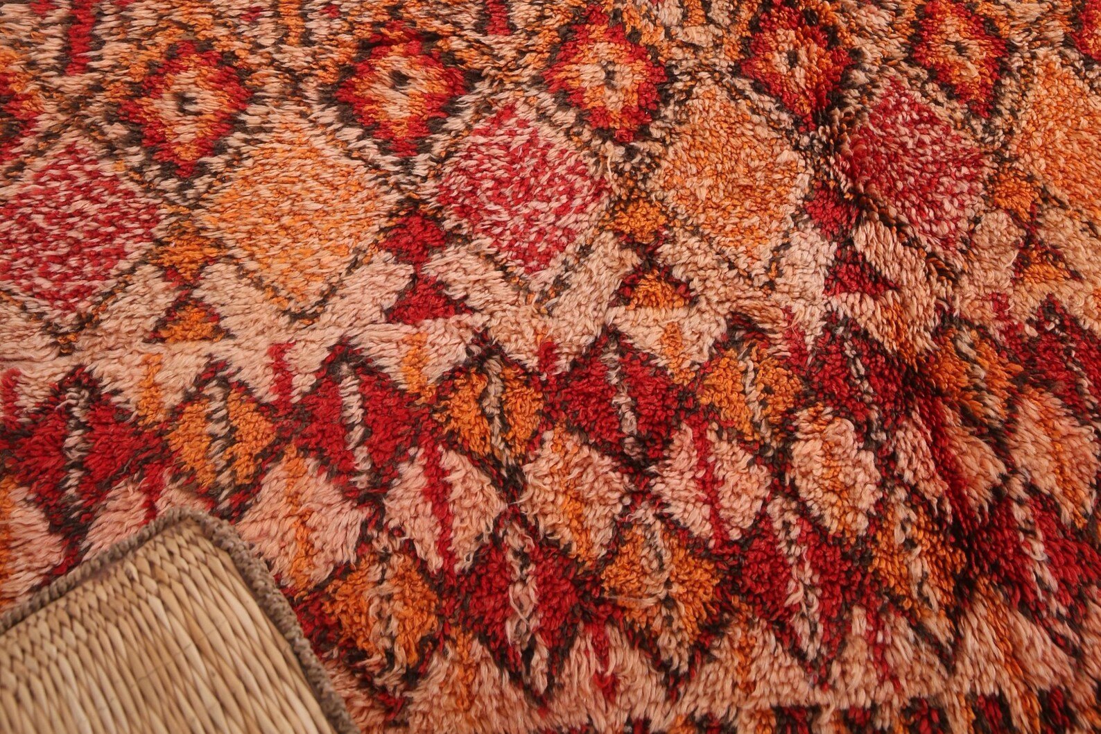 Vintage Style Beni mguild Rug – 6.6x12.8 ft Tribal Geometric Terracotta Orange Red Carpet - Image 3