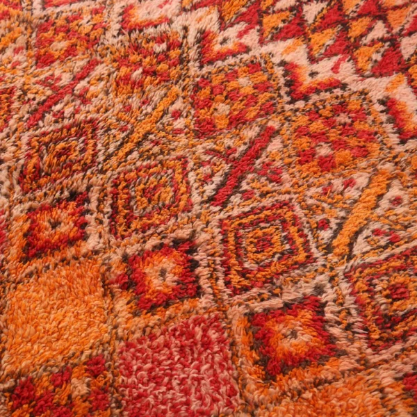 Vintage Style Beni mguild Rug – 6.6x12.8 ft Tribal Geometric Terracotta Orange Red Carpet - Image 5