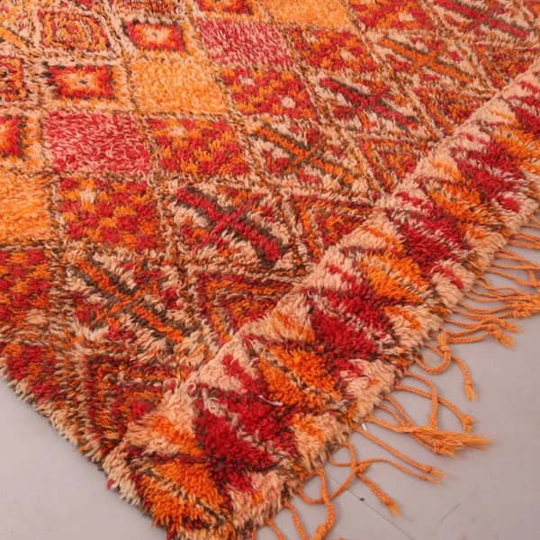 Vintage Style Beni mguild Rug – 6.6x12.8 ft Tribal Geometric Terracotta Orange Red Carpet - Image 7