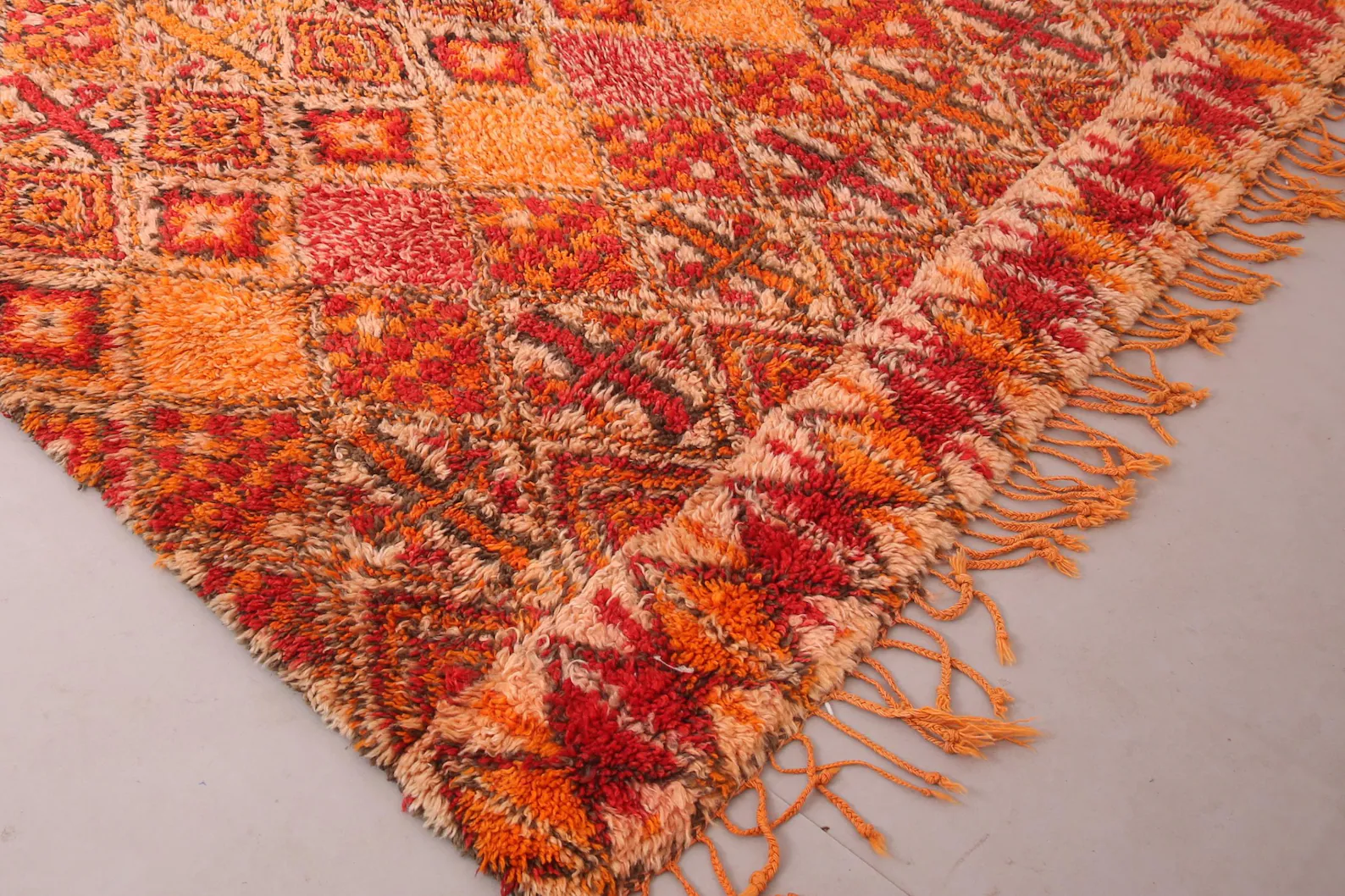 Vintage Style Beni mguild Rug – 6.6x12.8 ft Tribal Geometric Terracotta Orange Red Carpet - Image 7