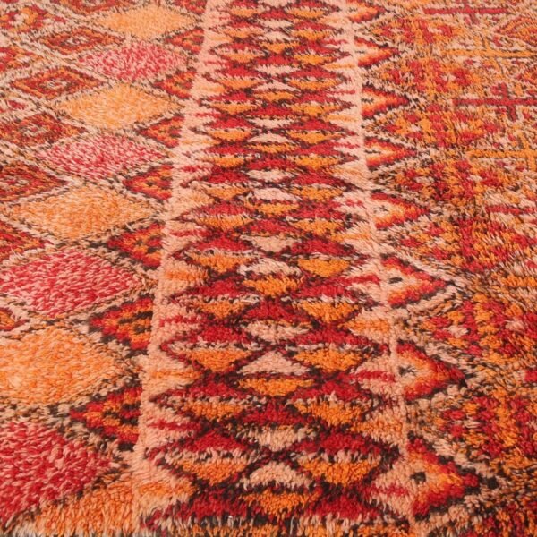 Vintage Style Beni mguild Rug – 6.6x12.8 ft Tribal Geometric Terracotta Orange Red Carpet - Image 8