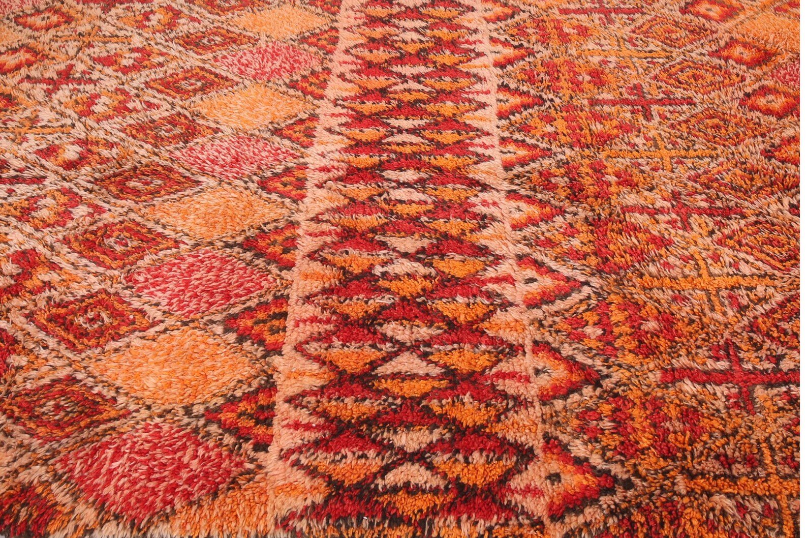 Vintage Style Beni mguild Rug – 6.6x12.8 ft Tribal Geometric Terracotta Orange Red Carpet - Image 8
