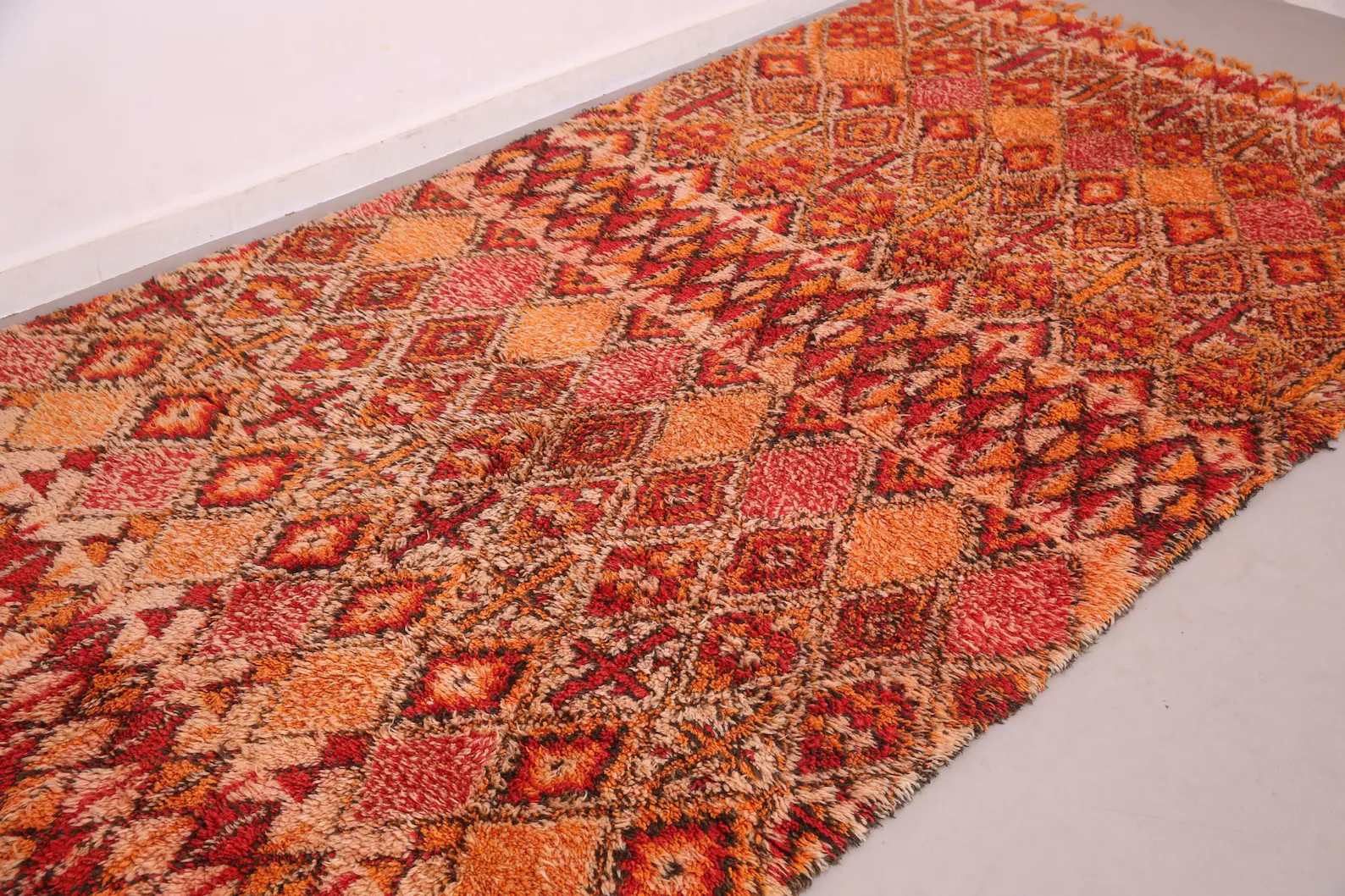 Vintage Style Beni mguild Rug – 6.6x12.8 ft Tribal Geometric Terracotta Orange Red Carpet - Image 2
