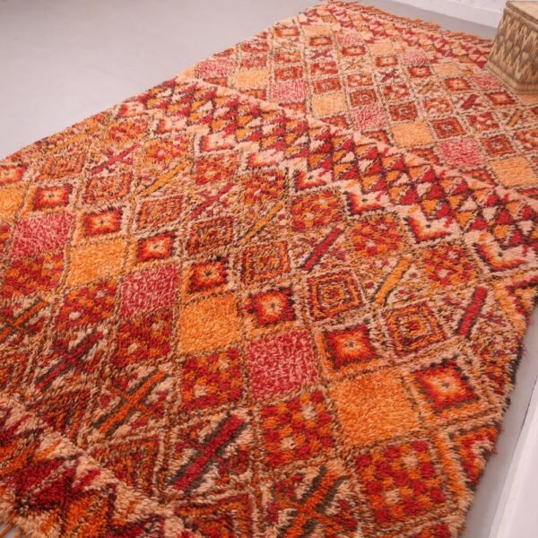 Vintage Style Beni mguild Rug – 6.6x12.8 ft Tribal Geometric Terracotta Orange Red Carpet - Image 9