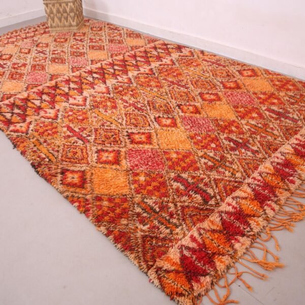 Vintage Style Beni mguild Rug – 6.6x12.8 ft Tribal Geometric Terracotta Orange Red Carpet - Image 12