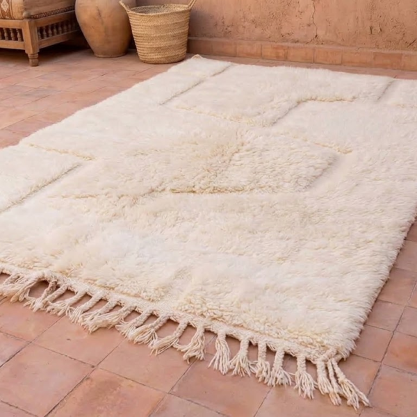 Beni Mrirt Rug – Premium Ivory beige off white tufted wool Rug - Image 8