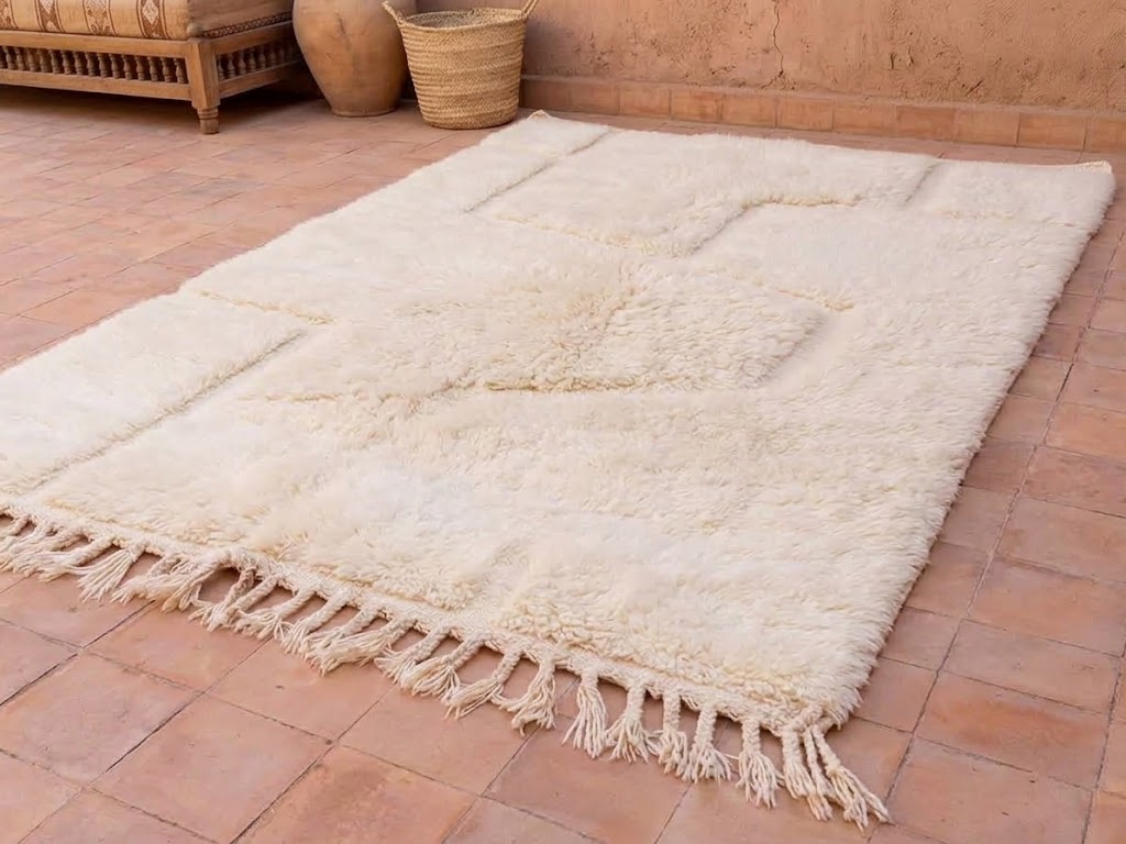 Beni Mrirt Rug – Premium Ivory beige off white tufted wool Rug - Image 8