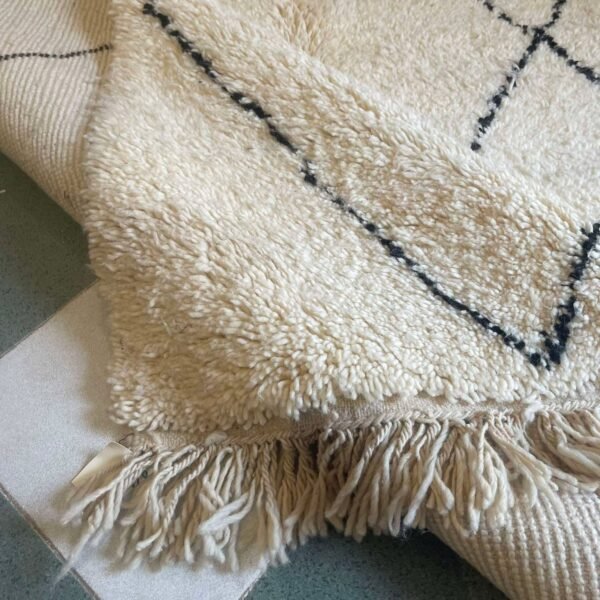 Alternative view of Beni Ourain Wool Rug – 5x8.4 ft Ivory Beige Diamond Geometric Carpet