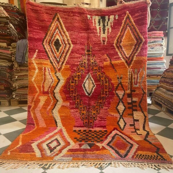 Boujaad wool Rug – 5.5x8.5 ft Fire Diamond Geometric Carpet
