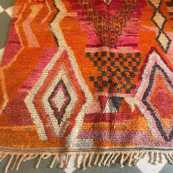 Boujaad wool Rug – 5.5x8.5 ft Fire Diamond Geometric Carpet - Image 7