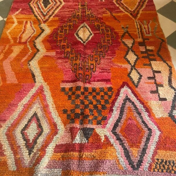 Boujaad wool Rug – 5.5x8.5 ft Fire Diamond Geometric Carpet - Image 6