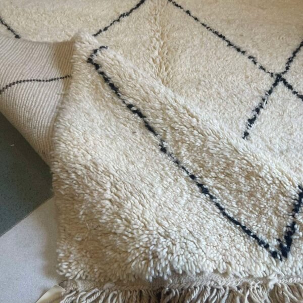 Beni Ourain Wool Rug – 5x8.4 ft Ivory Beige Diamond Geometric Carpet - Image 14