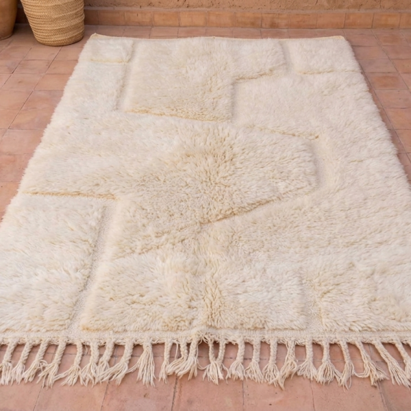 Alternative view of Beni Mrirt Rug – Premium Ivory beige off white tufted wool Rug