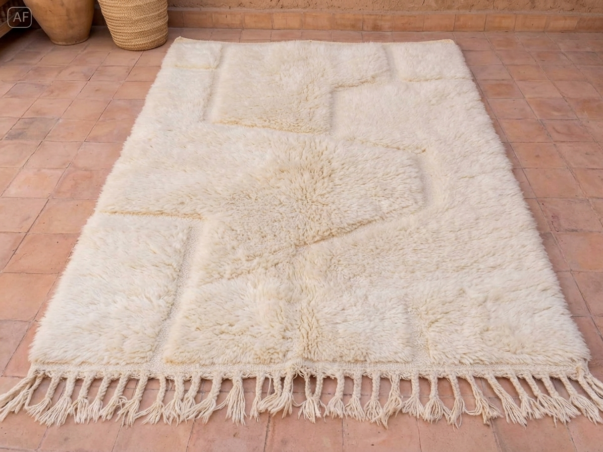 Beni Mrirt Rug – Premium Ivory beige off white tufted wool Rug - Image 2