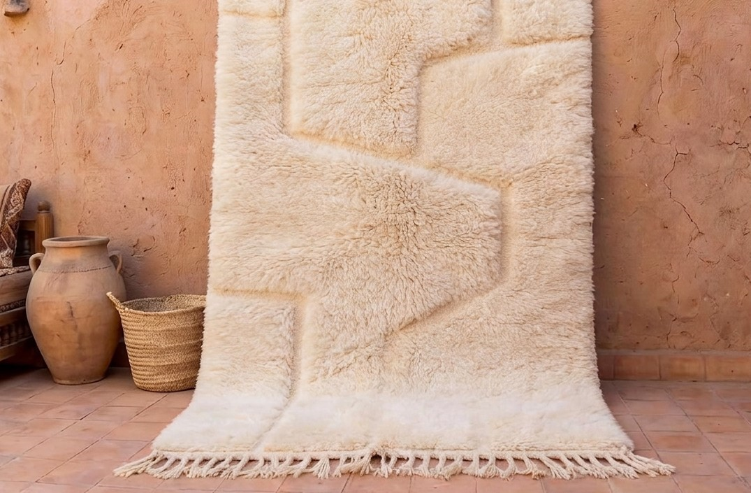 Beni Mrirt Rug – Premium Ivory beige off white tufted wool Rug - Image 7