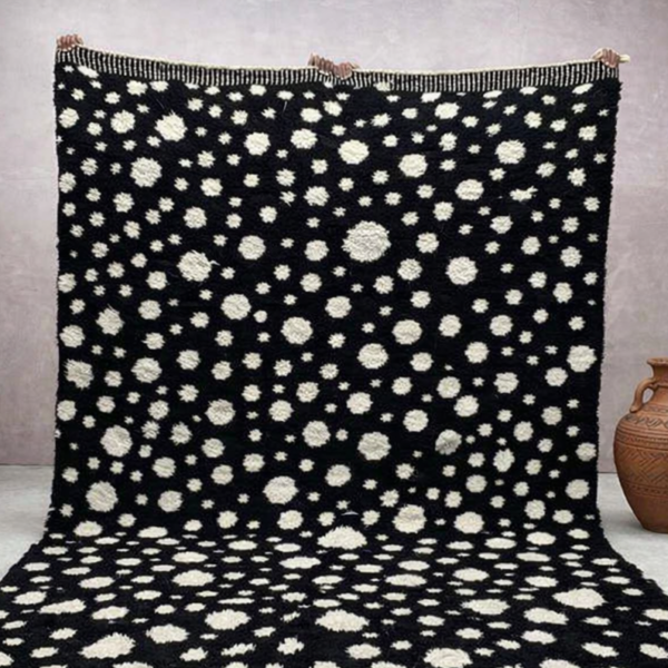 Beni Mrirt Wool Rug – Premium Black and white dotted Luxury Berber carpet - Image 7