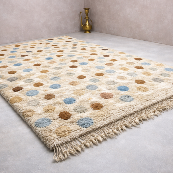 Beni Mrirt Wool Rug – Premium Colorful dotted Luxury Berber carpet - Image 4