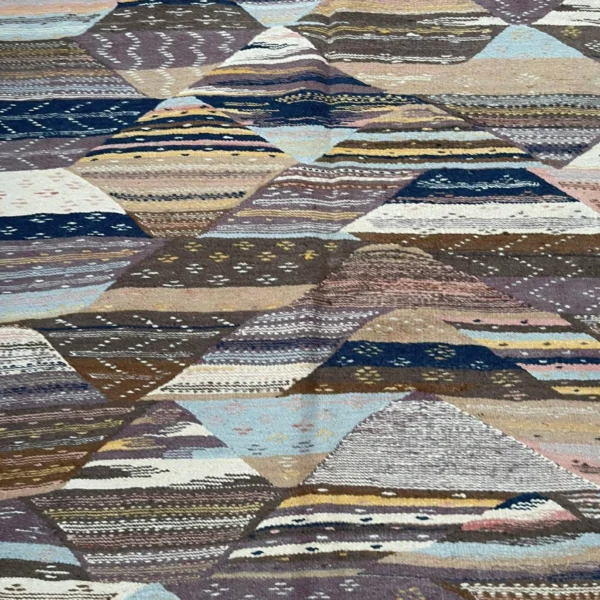Taznakht Kilim Wool Rug – 4x8 ft Colorful funky Abstract Boho Hanbl Berber Carpet - Image 9