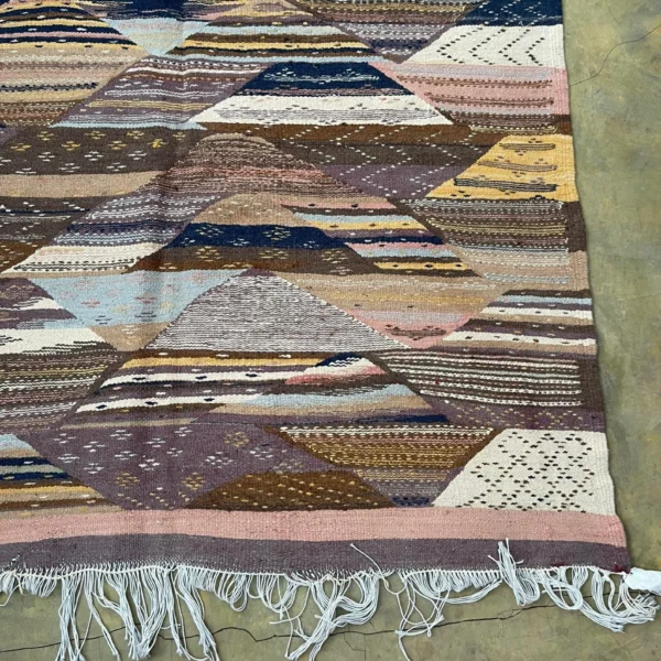 Taznakht Kilim Wool Rug – 4x8 ft Colorful funky Abstract Boho Hanbl Berber Carpet - Image 7