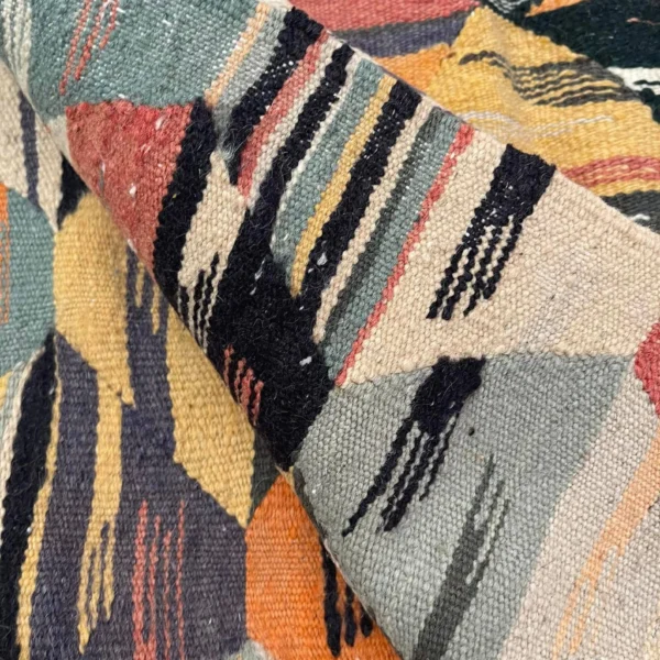 Taznakht Kilim Wool Rug – 4.7x8 ft Colorful funky Abstract Hanbl Carpet - Image 3