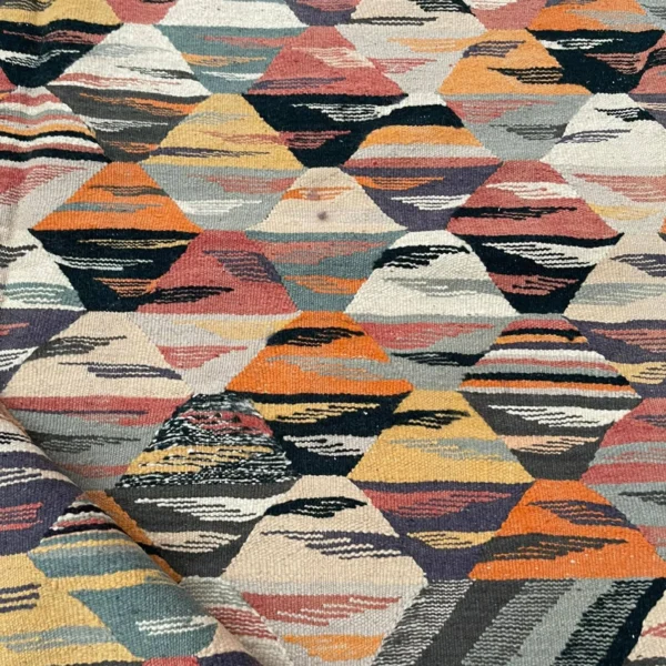 Taznakht Kilim Wool Rug – 4.7x8 ft Colorful funky Abstract Hanbl Carpet - Image 4