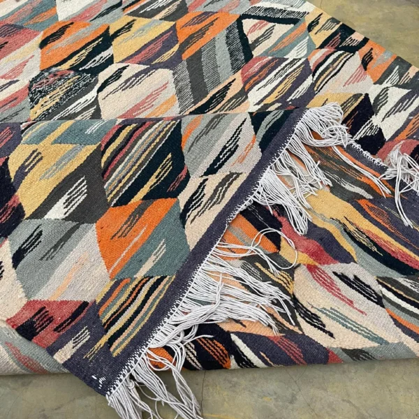 Taznakht Kilim Wool Rug – 4.7x8 ft Colorful funky Abstract Hanbl Carpet - Image 7