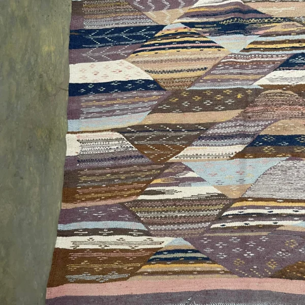 Taznakht Kilim Wool Rug – 4x8 ft Colorful funky Abstract Boho Hanbl Berber Carpet - Image 8